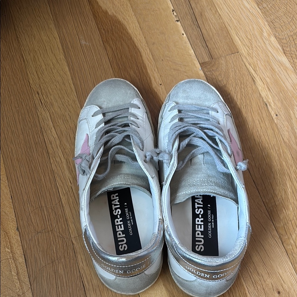 Golden Goose Sneakers with Pink Star and Gray Accents